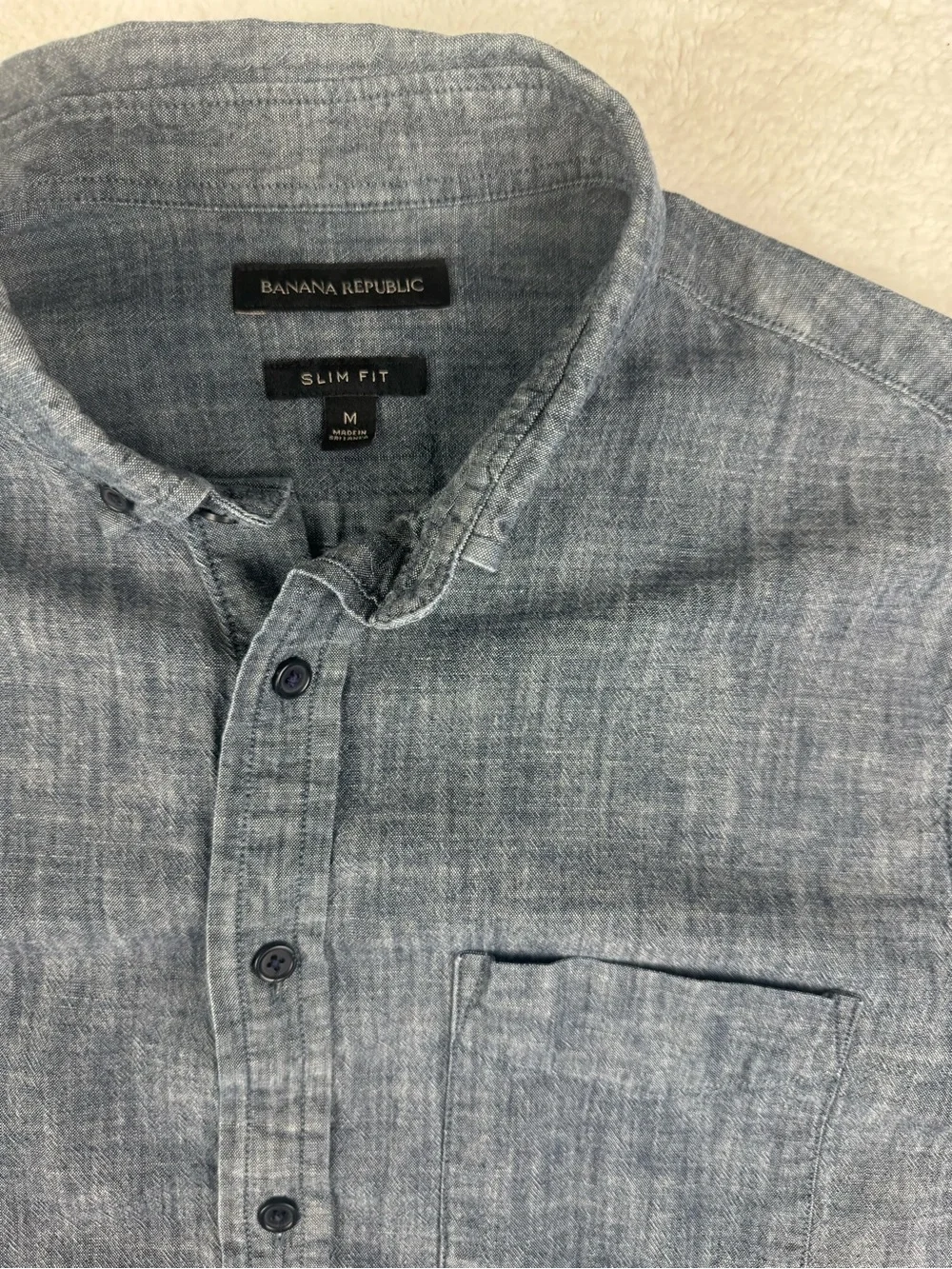 Banana Republic Men's Short-Sleeve Button-Down Shirt - Grey